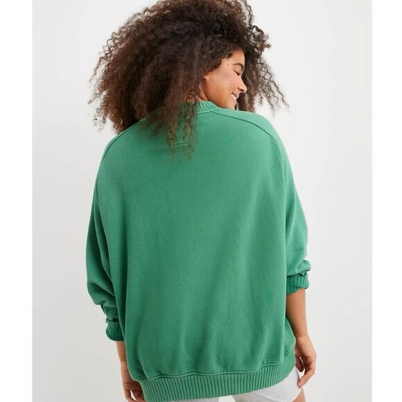NWOT Aerie Down-To-Earth Crew Sweatshirt Green Logo Pullover Women’s Size S - Picture 3 of 8